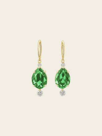 Emerald Teardrop Earrings 14K Yellow Gold