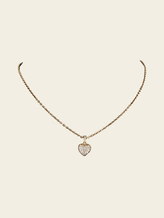 Pavé Heart Pendant Necklace 14K Yellow Gold