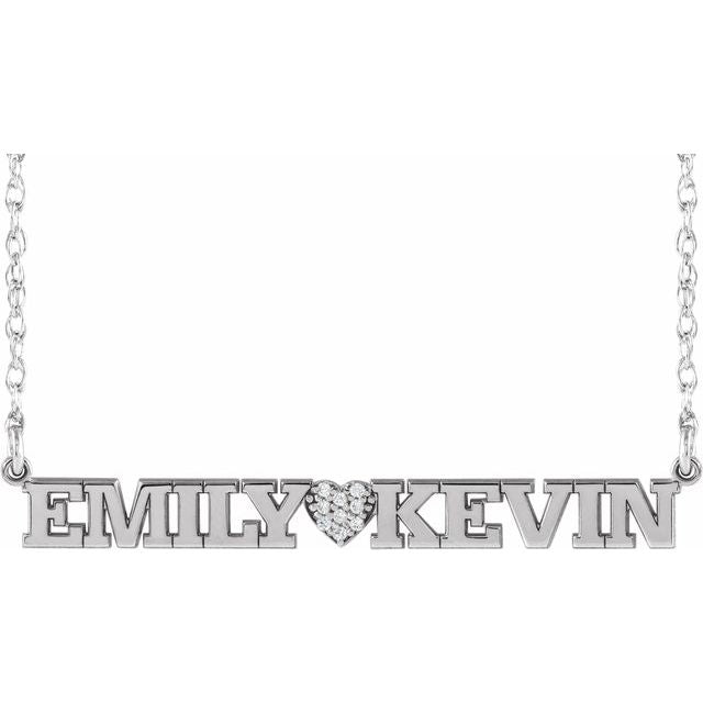 Diamond Couple Script Nameplate Necklace