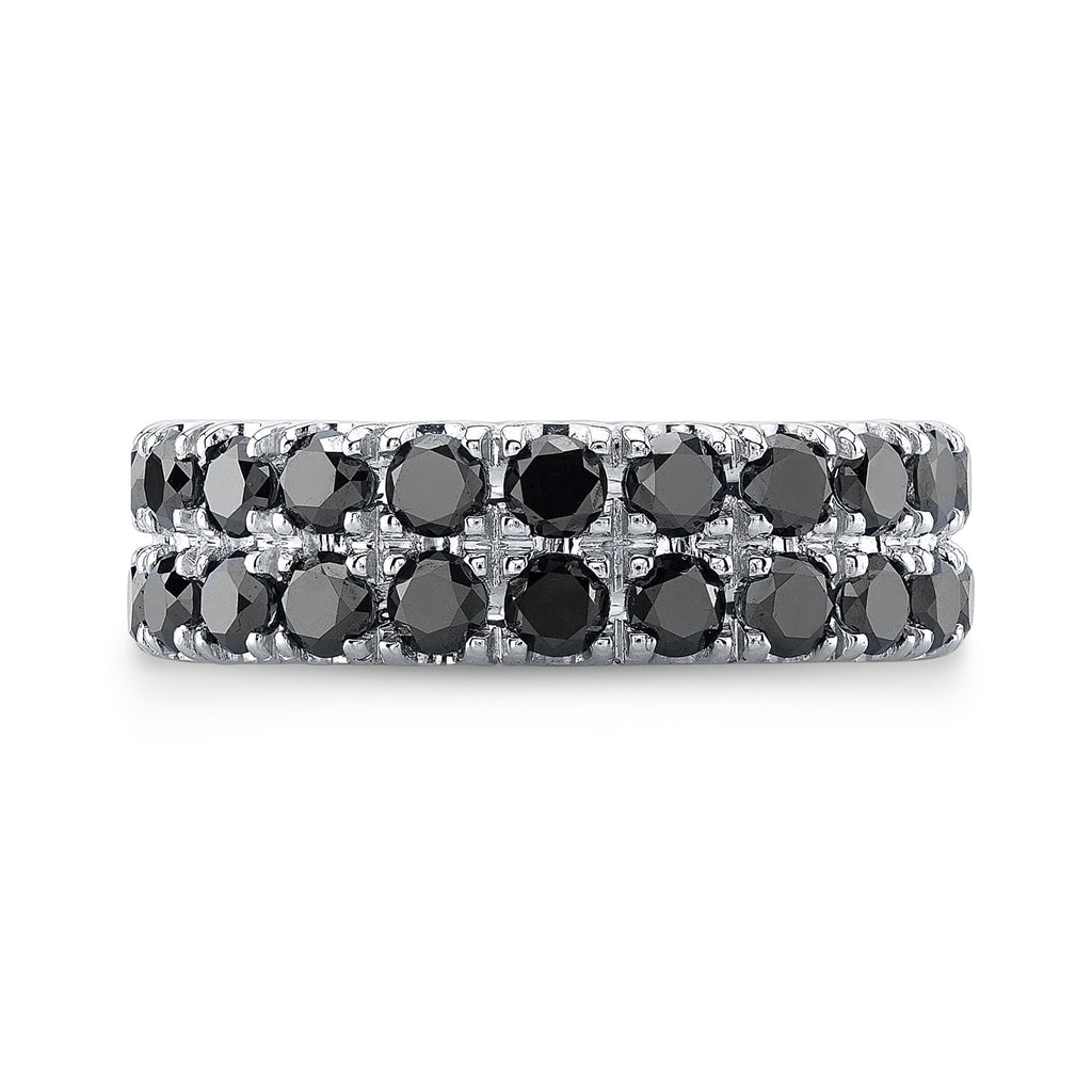 Double Row Black Diamond Ring